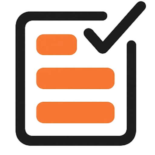 Home 11 Logo Do site Compare TOP 3. Caderno com listras laranjas e um check e fundo branco