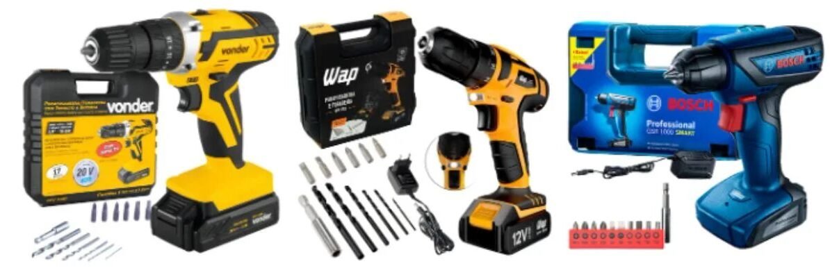 Em destaque Furadeiras analisadas no TOP 3 Melhores Parafusadeiras e Furadeiras Custo Benefício